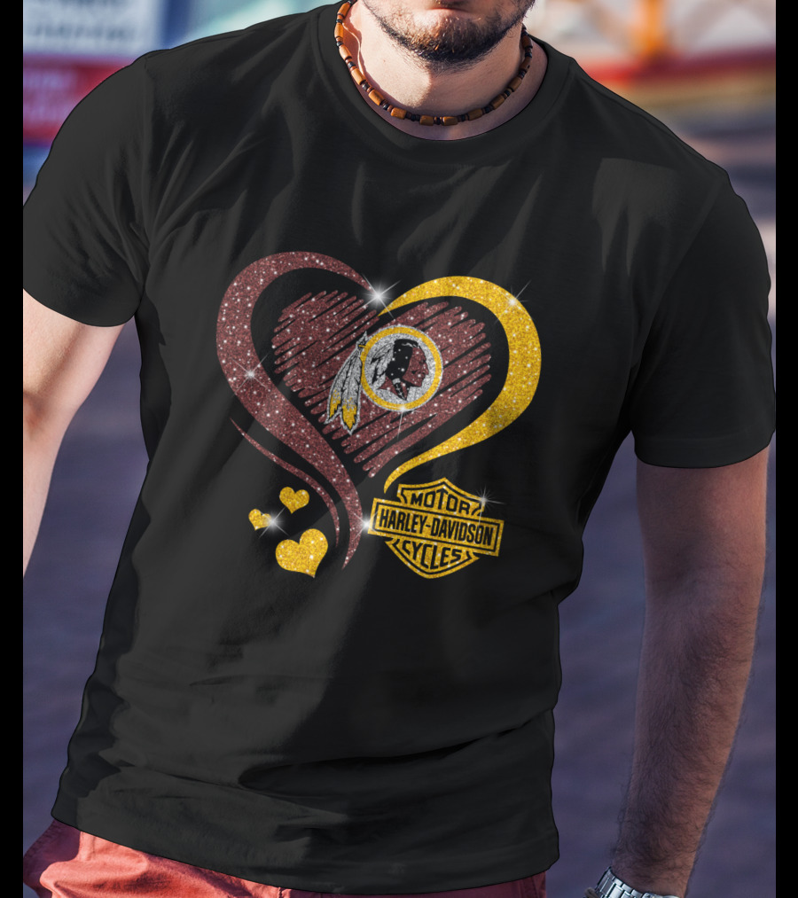 Harley Davidson Washington Redskins Heart T-Shirt