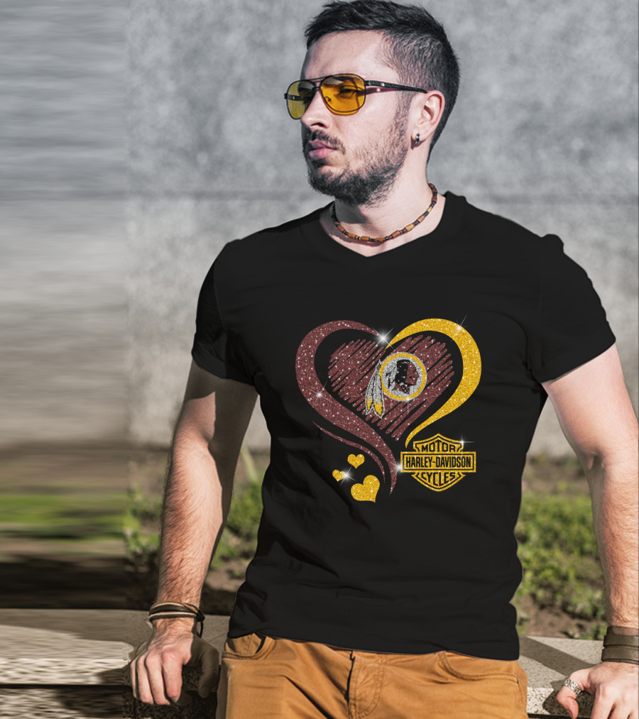 Harley Davidson Washington Redskins Heart T-Shirt