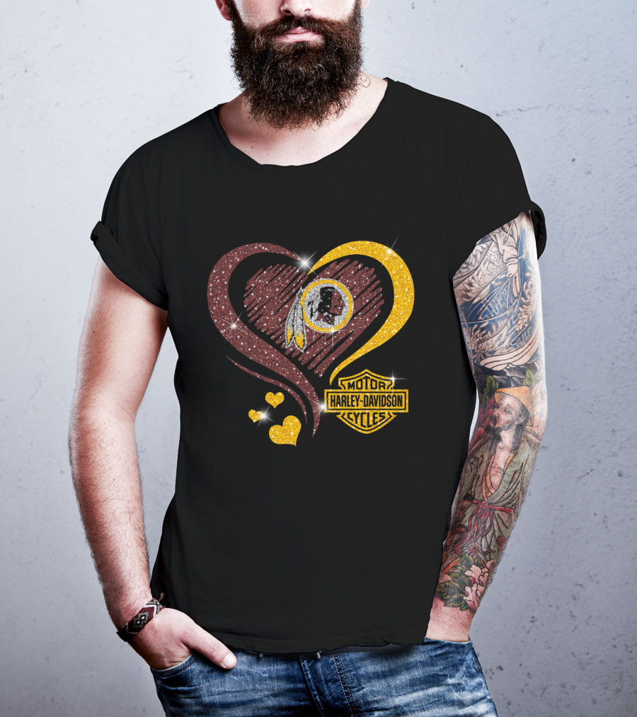 Harley Davidson Washington Redskins Heart T-Shirt