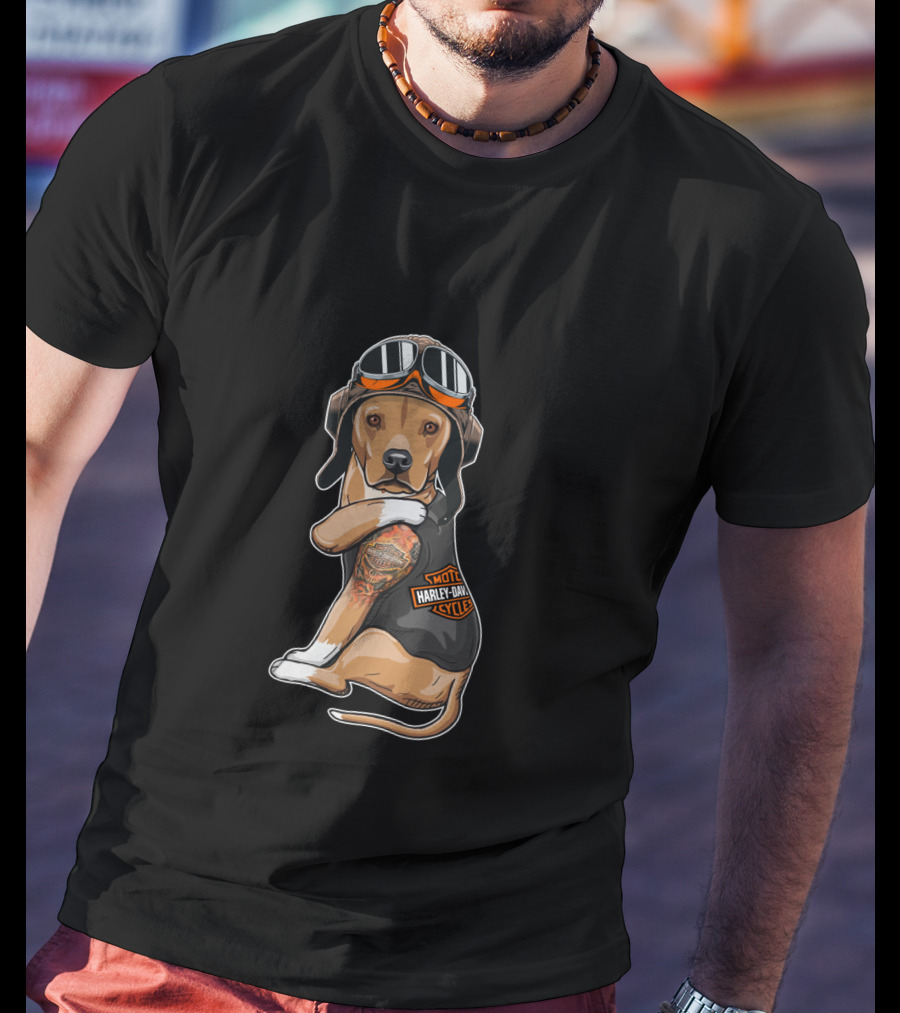 Hd Tatoo American Staffordshire Motocycle Harley Davidson T-Shirt