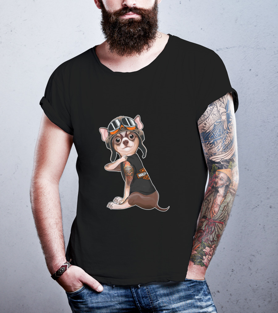Hd Tattoo Chihuahua Harley Davidson Style Moto Pup T-Shirt