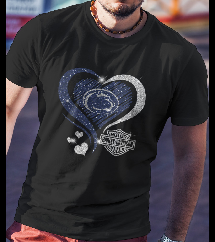 Penn State Nittany Lions Harley Davidson Heart Logo Sparkle 0306Hd T-Shirt