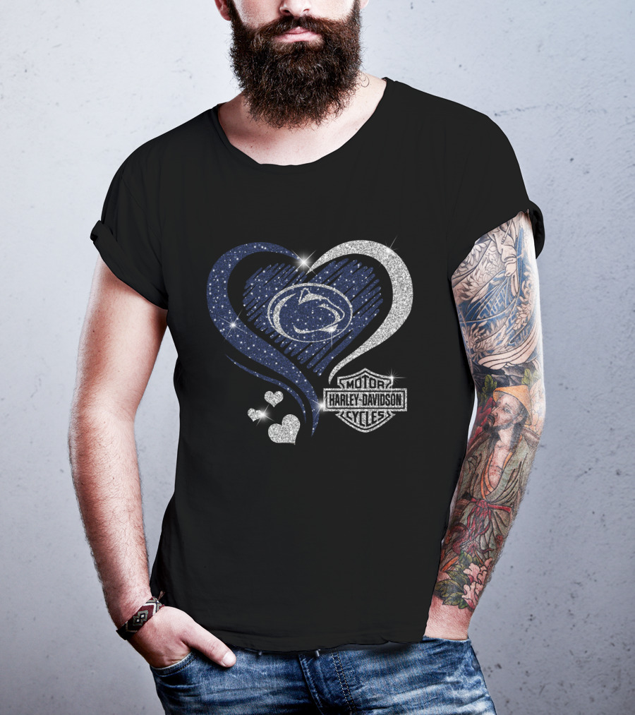 Penn State Nittany Lions Harley Davidson Heart Logo Sparkle 0306Hd T-Shirt
