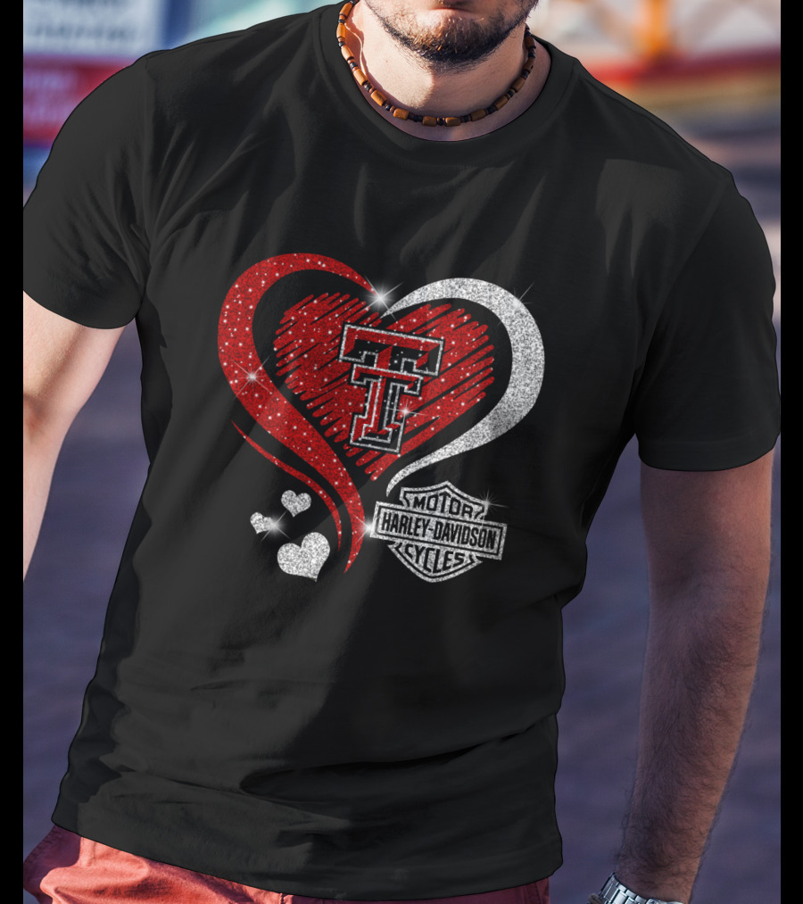 Texas Tech Red Raiders Harley Davidson Heart T-Shirt