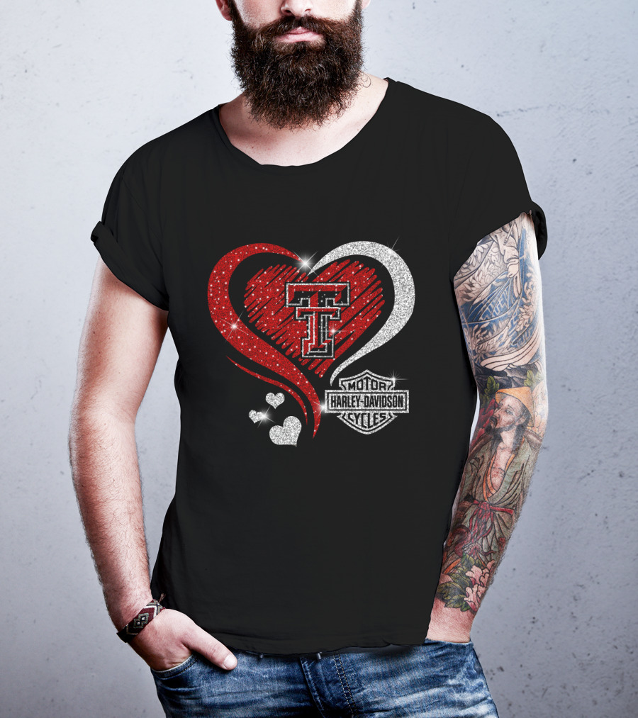 Texas Tech Red Raiders Harley Davidson Heart T-Shirt