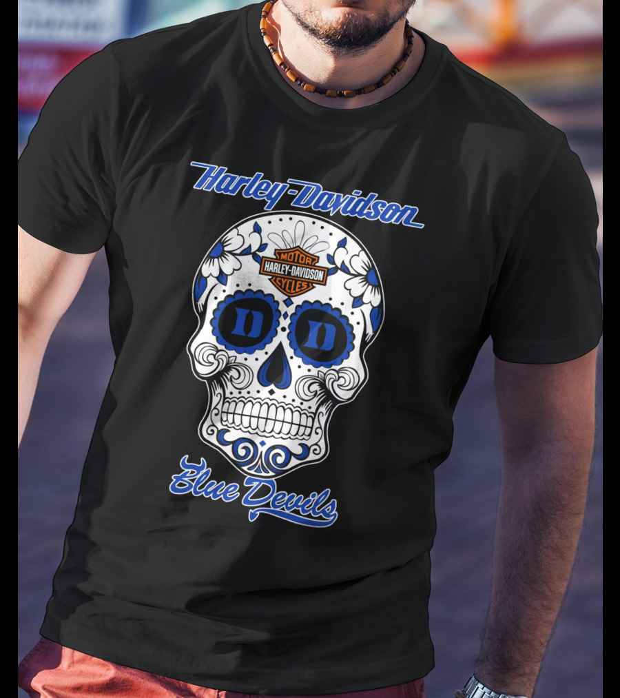 Harley Davidson Blue Devils Sugar Skull T-Shirt