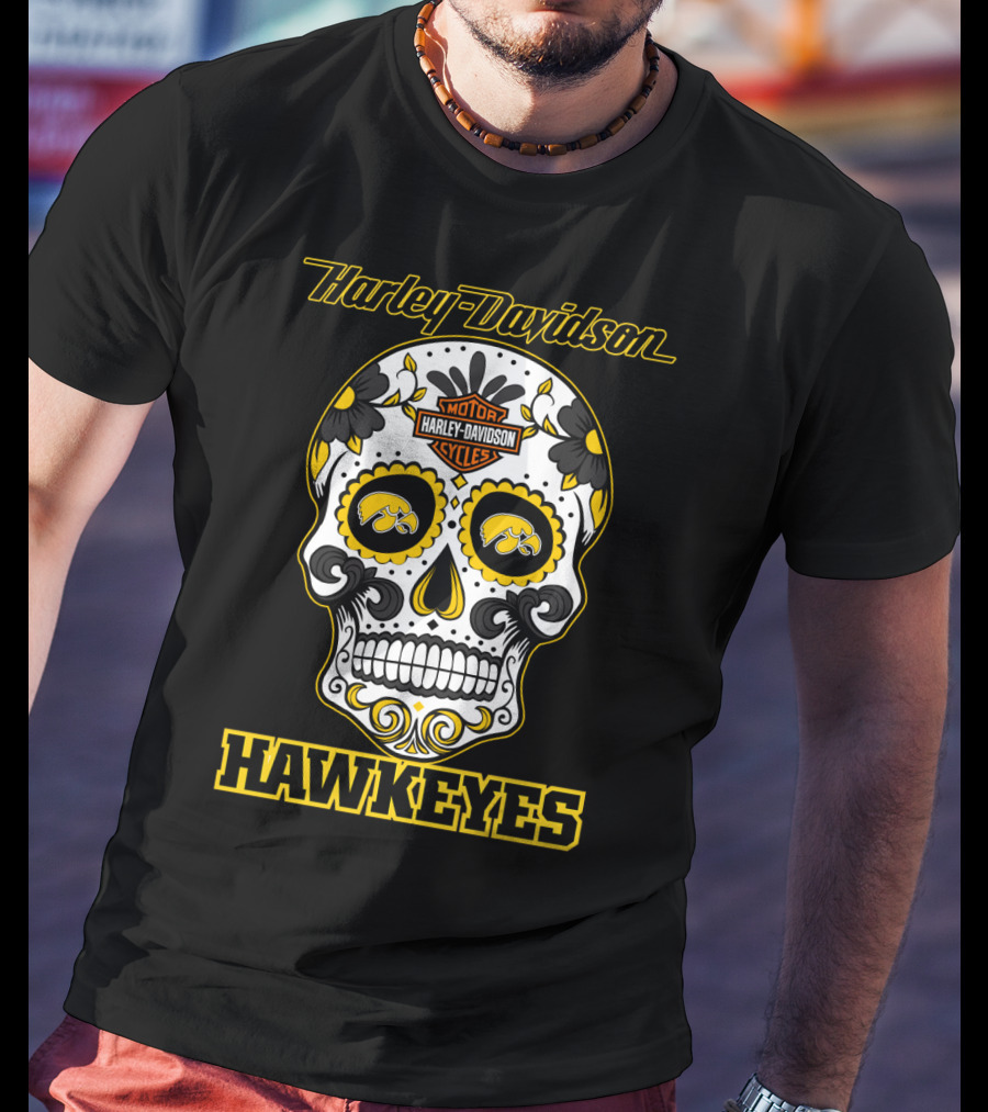 Harley Davidson Hawkeyes Sugar Skull T-Shirt