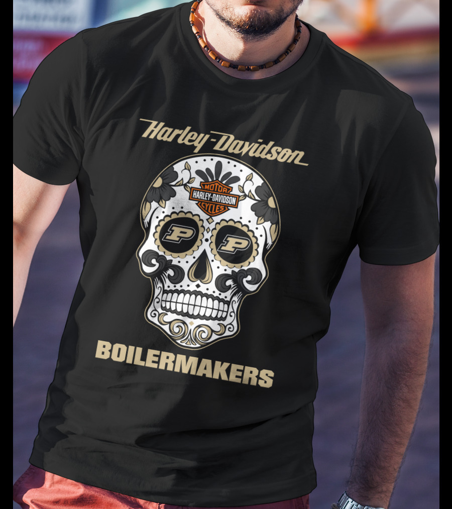 Harley Davidson Purdue Boilermakers Sugar Skull T-Shirt