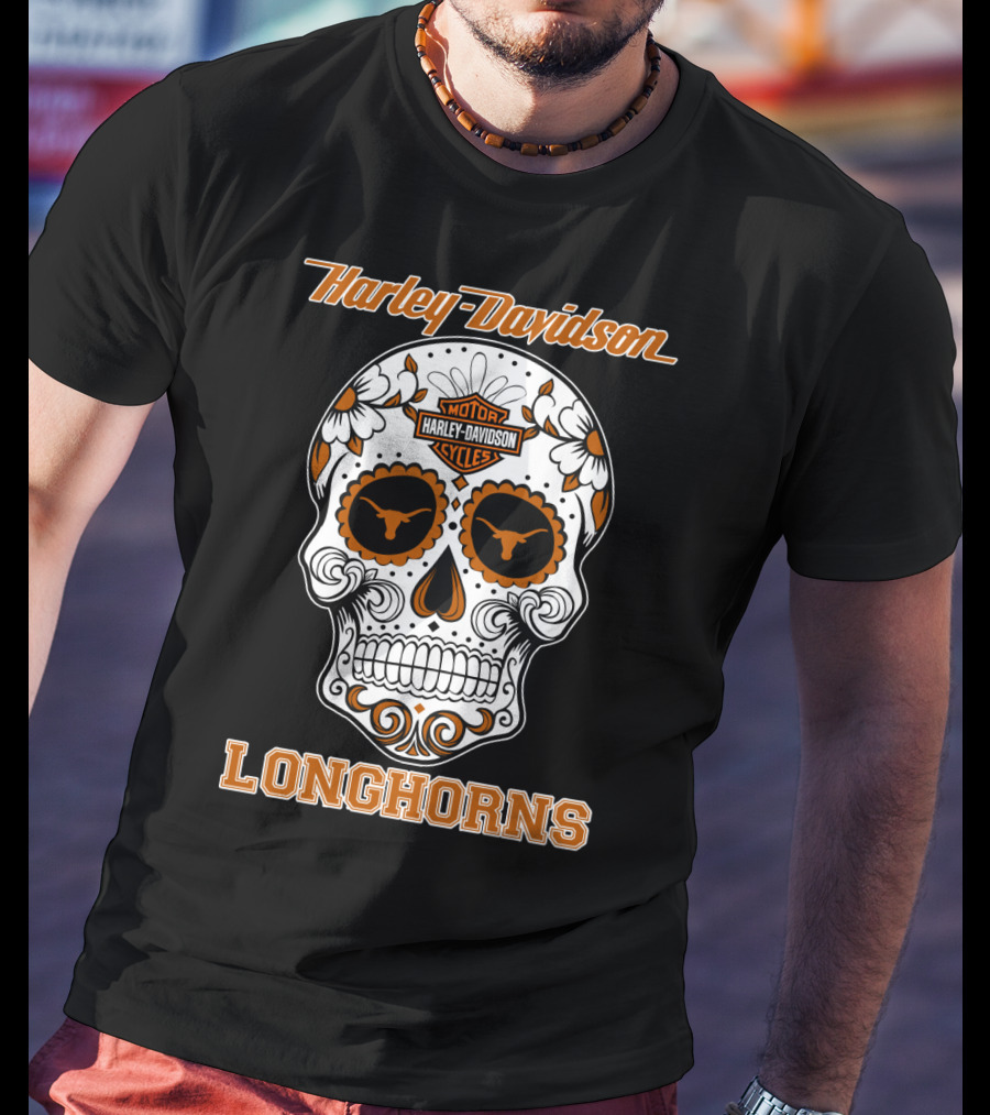 Harley Davidson Texas Longhorns Skull T-Shirt