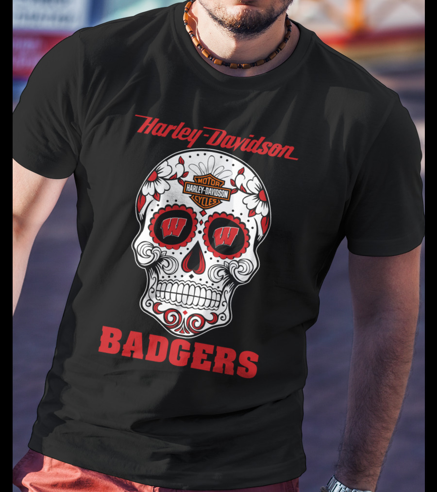 Harley Davidson Motor Cycles Wisconsin Badgers T-Shirt