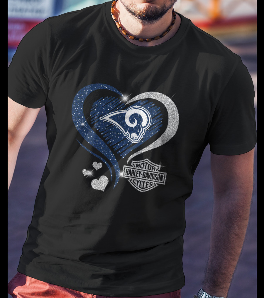 Harley Davidson Los Angeles Rams Heart Motif T-Shirt