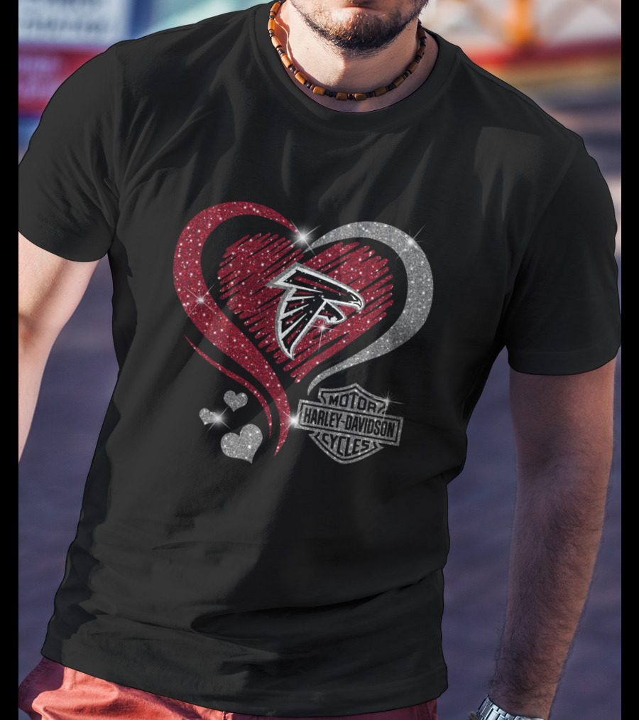 Atlanta Falcons Harley Davidson Heart T-Shirt