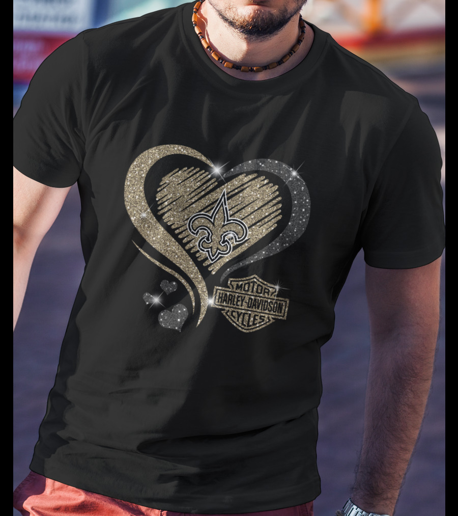 Harley Davidson New Orleans Saints Heart T-Shirt