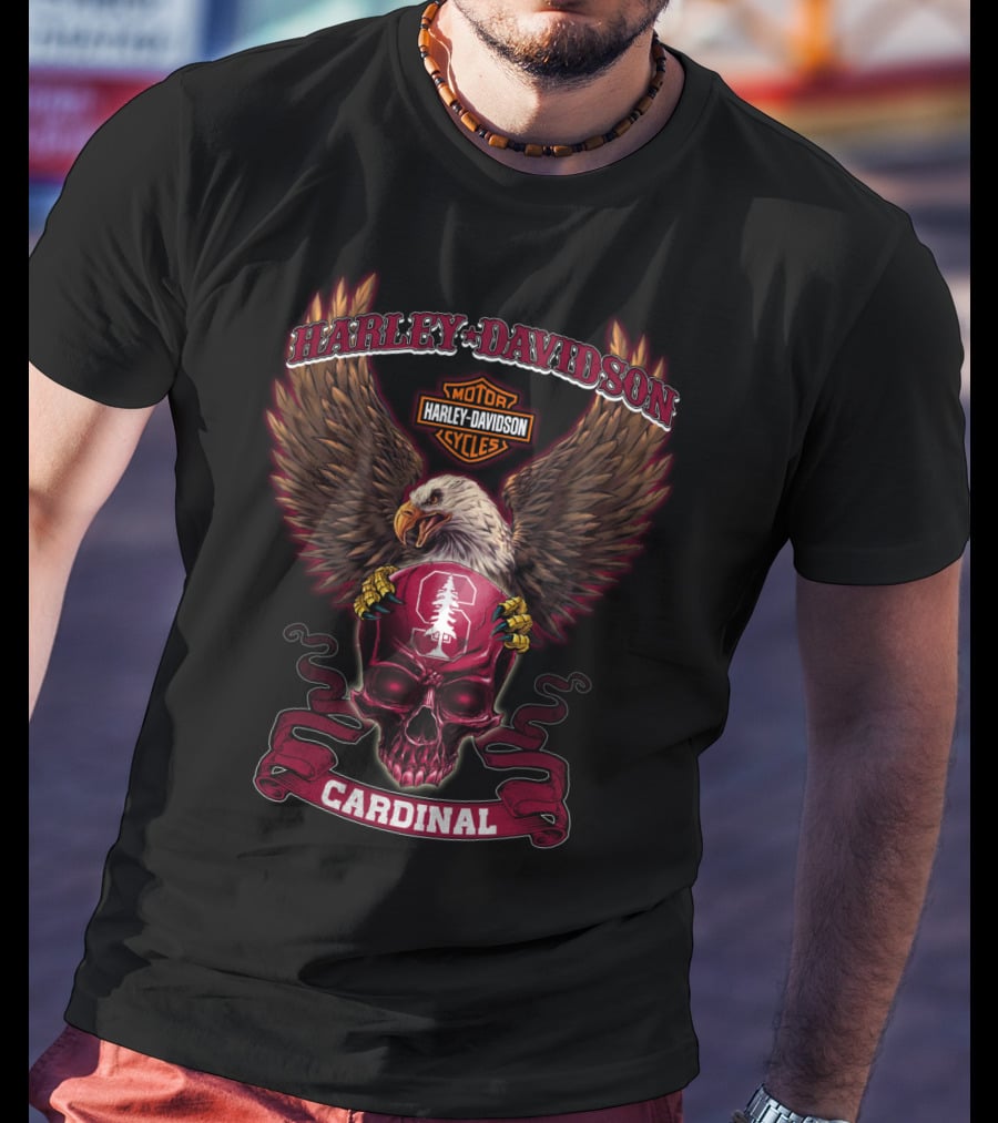 Harley Davidson Motor Cycles Eagle Stanford Cardinal T-Shirt