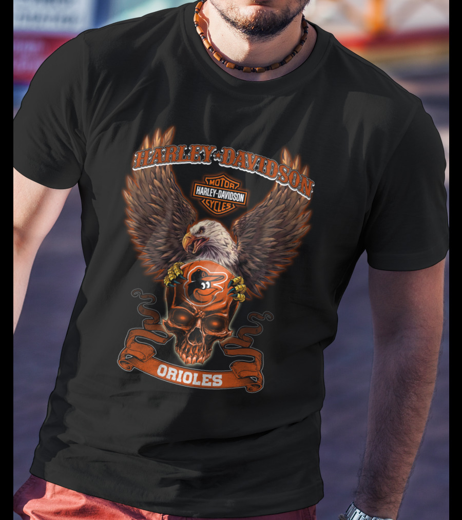 Harley Davidson Motor Cycles Orioles T-Shirt