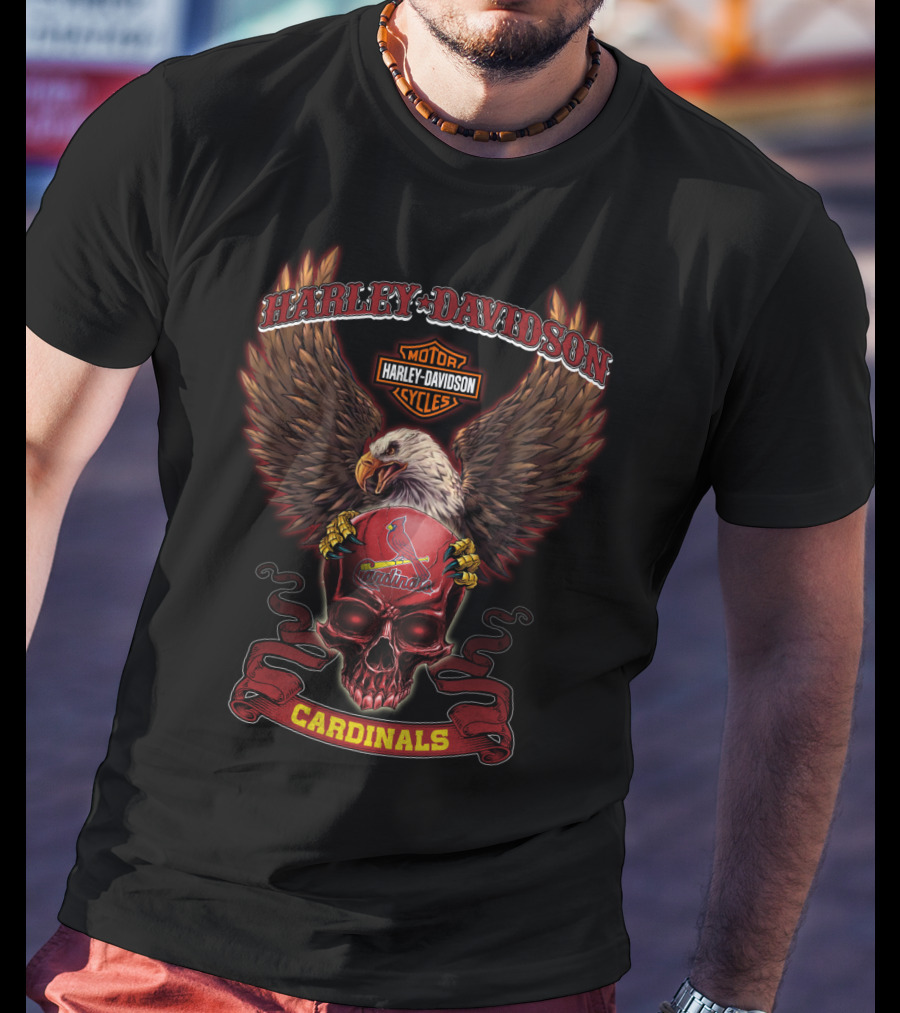 Harley Davidson Cardinals Eagle Skull T-Shirt