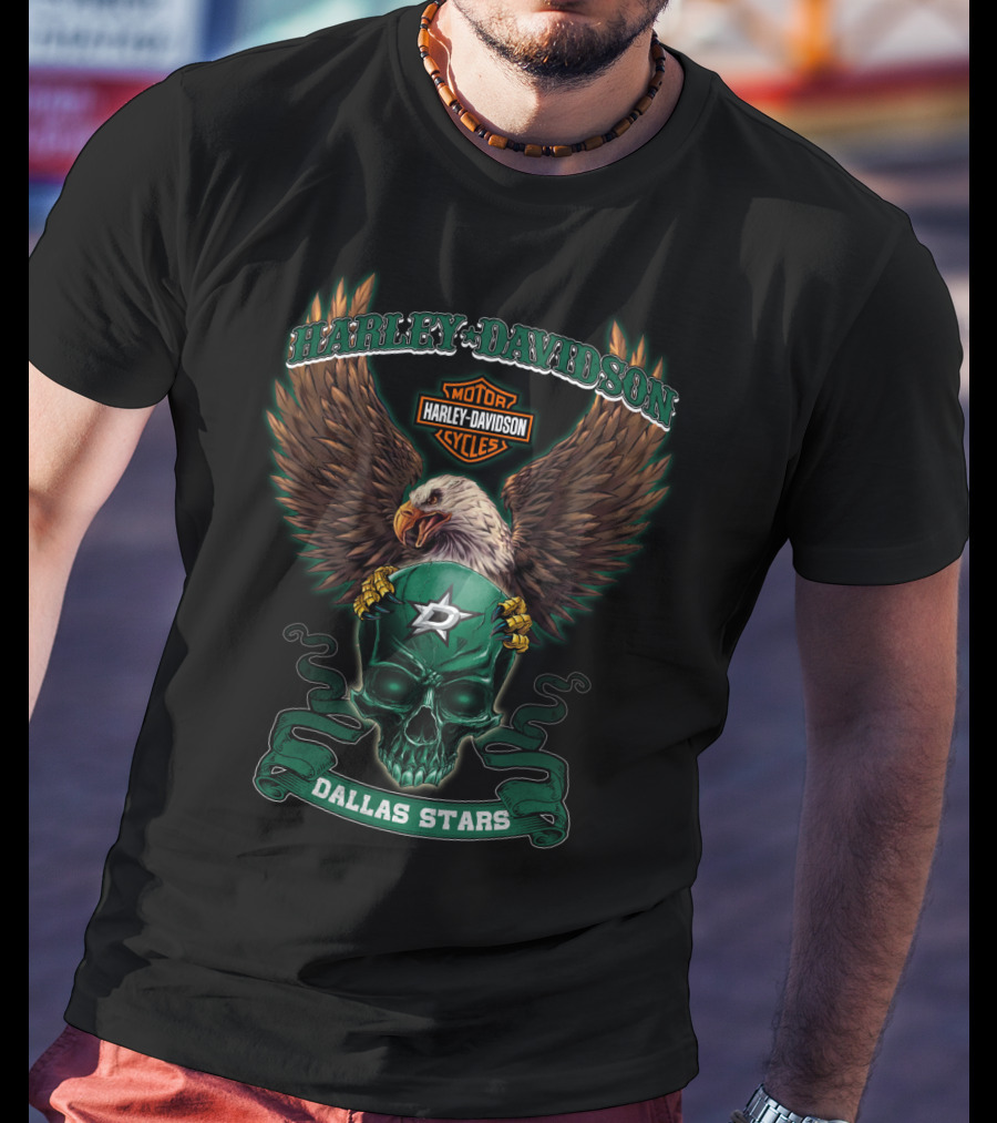 Harley Davidson Eagle Dallas Stars Skull T-Shirt