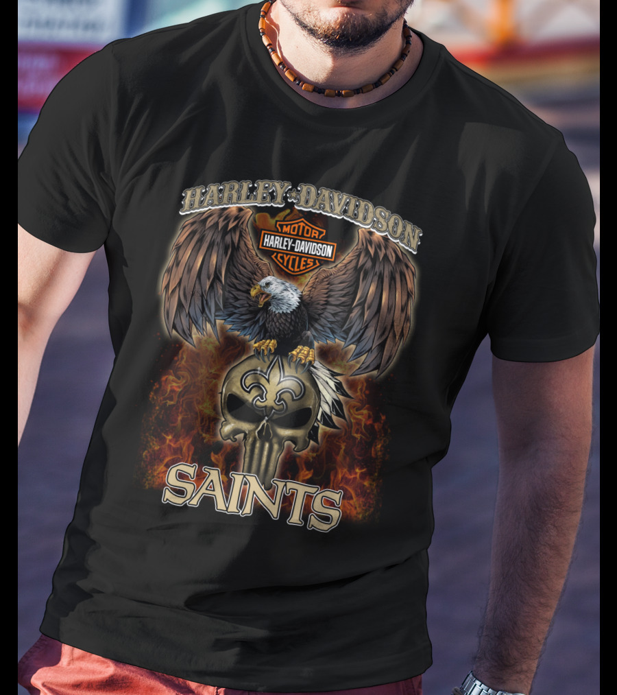 Harley Davidson Motorcycles Eagle Saints T-Shirt