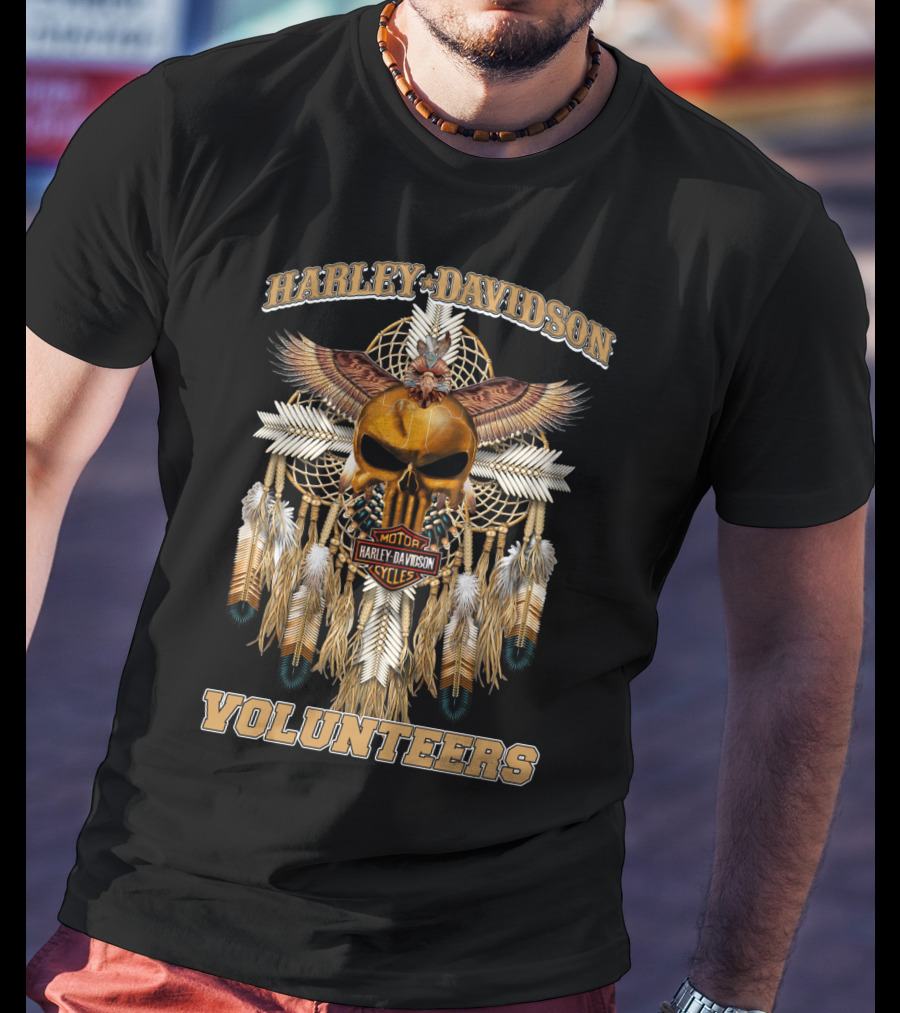 Harley Davidson Volunteers Dreamcatcher Skull Feathers T-Shirt