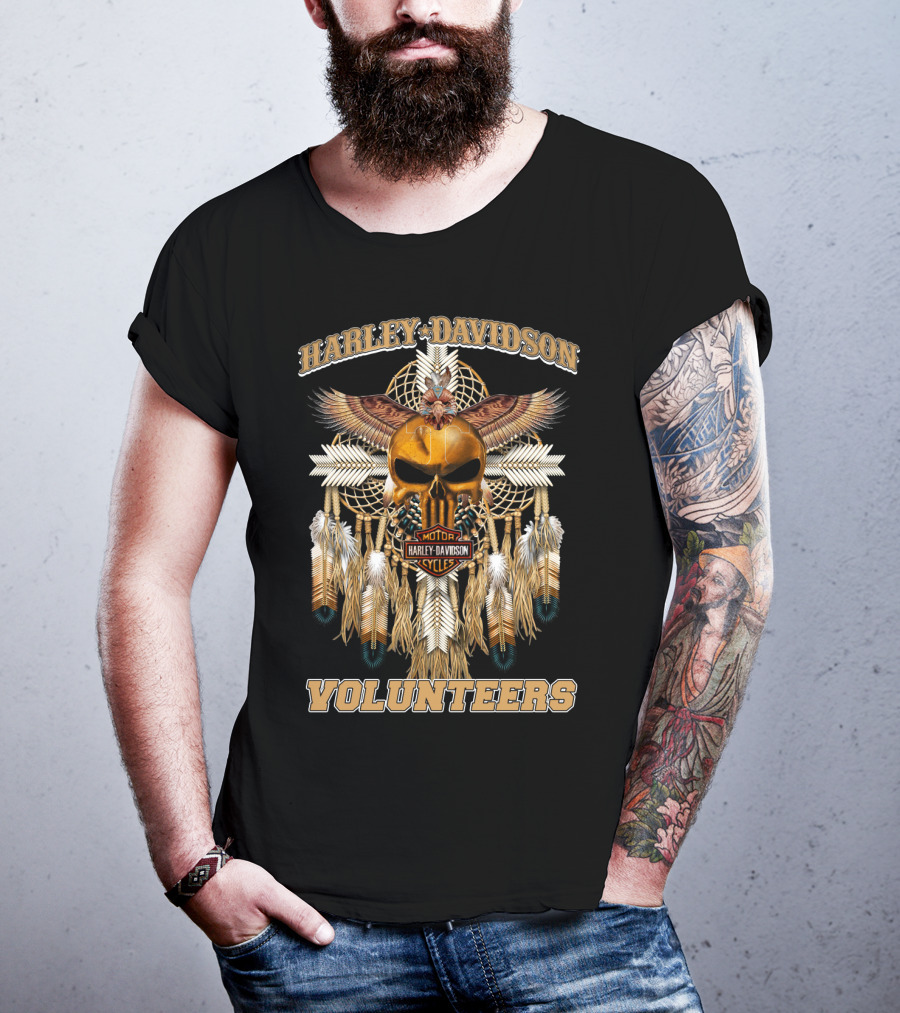 Harley Davidson Volunteers Dreamcatcher Skull Feathers T-Shirt