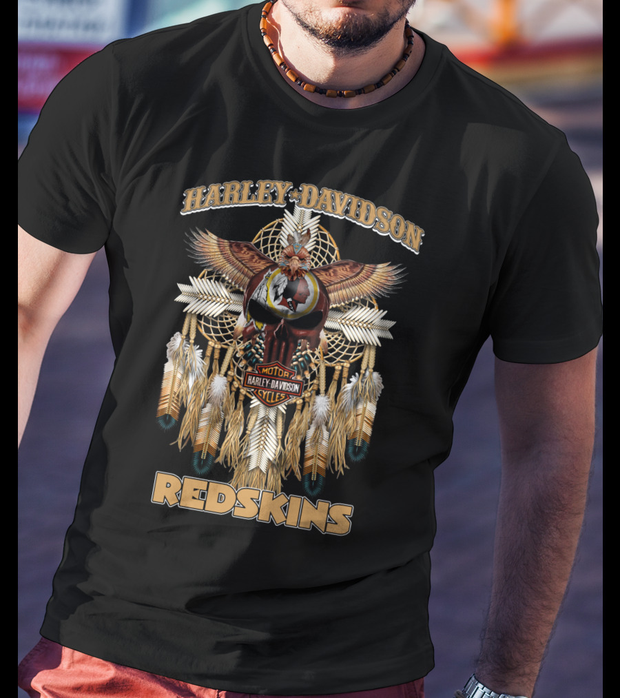 Harley Davidson Redskins Native Style Motif T-Shirt