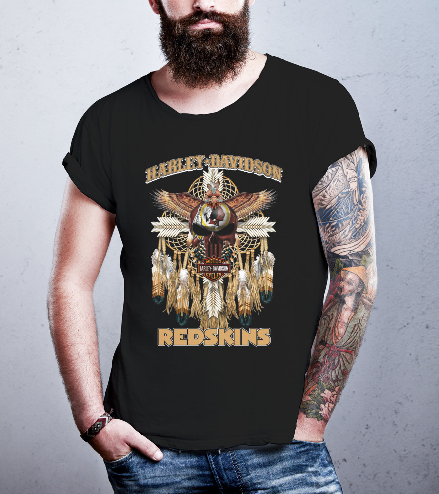 Harley Davidson Redskins Native Style Motif T-Shirt