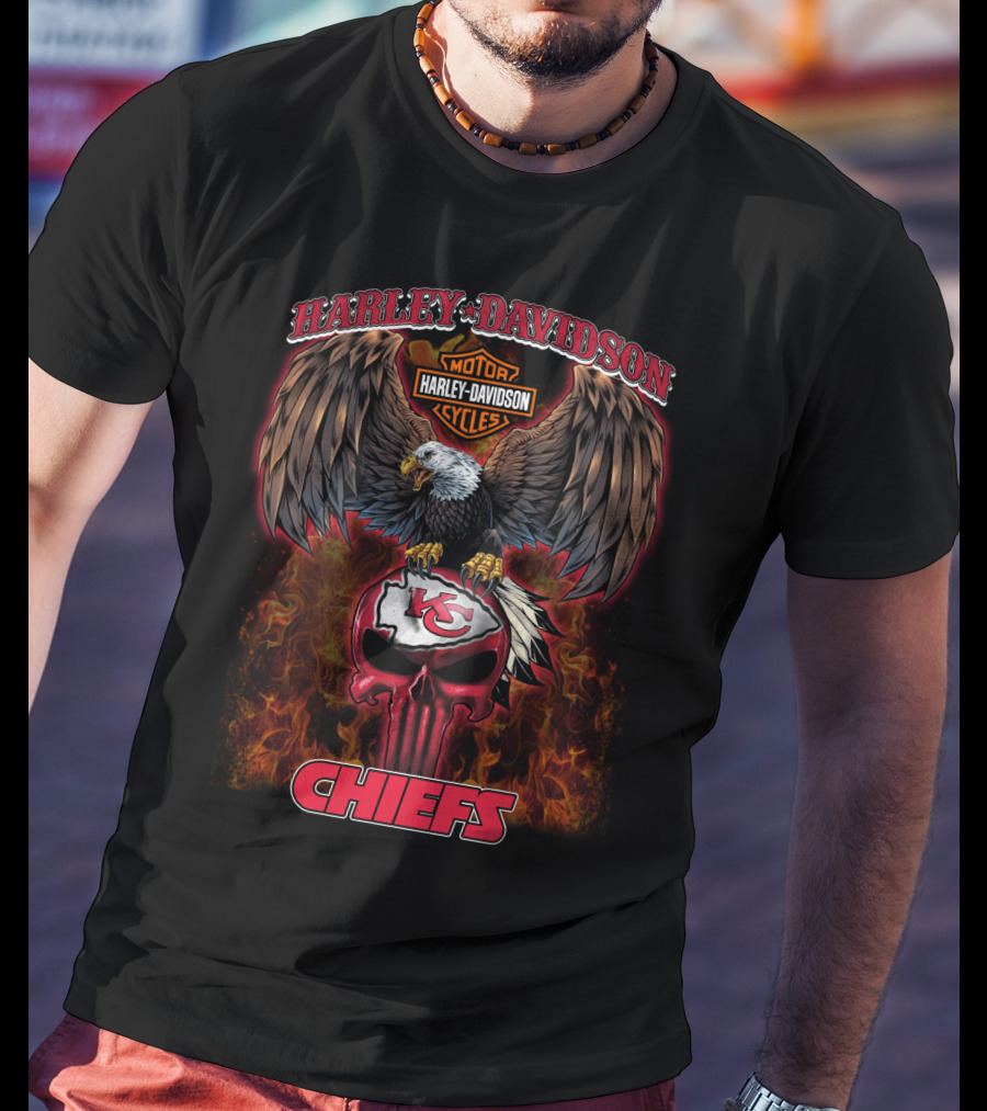 Harley Davidson Motor Cycles Eagle Kansas City Chiefs Chiefs T-Shirt