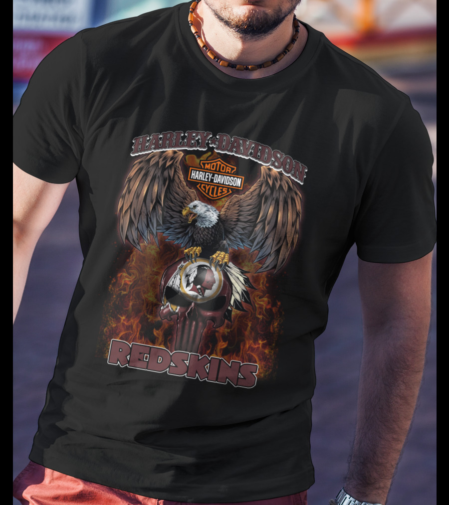 Harley Davidson Motor Cycles Eagle Redskins T-Shirt