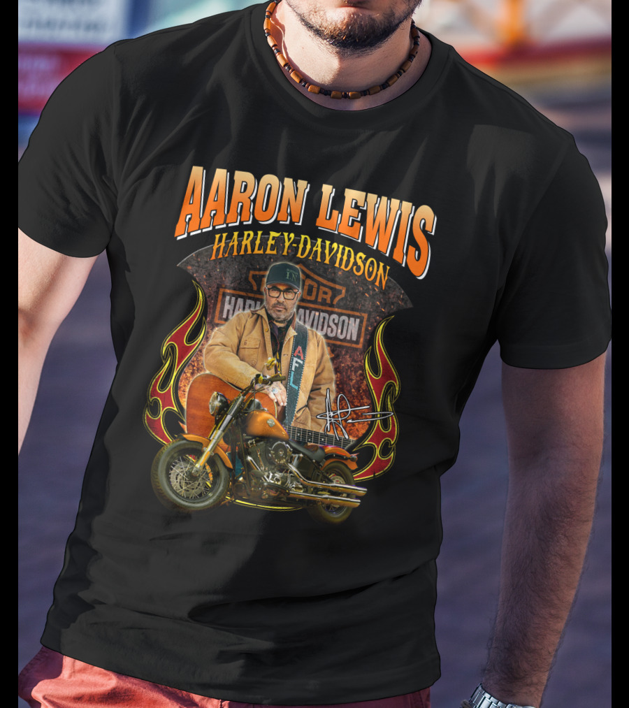 Aaron Lewis Harley Davidson Motorcycle Flame T-Shirt