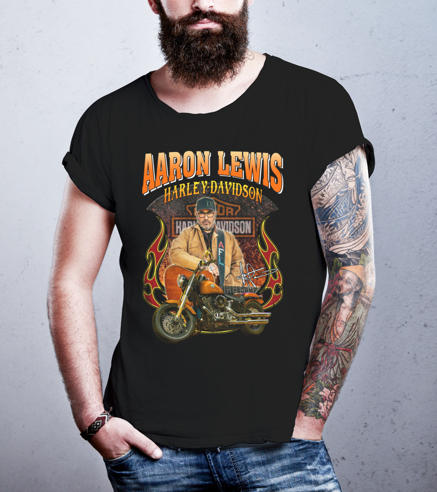 Aaron Lewis Harley Davidson Motorcycle Flame T-Shirt