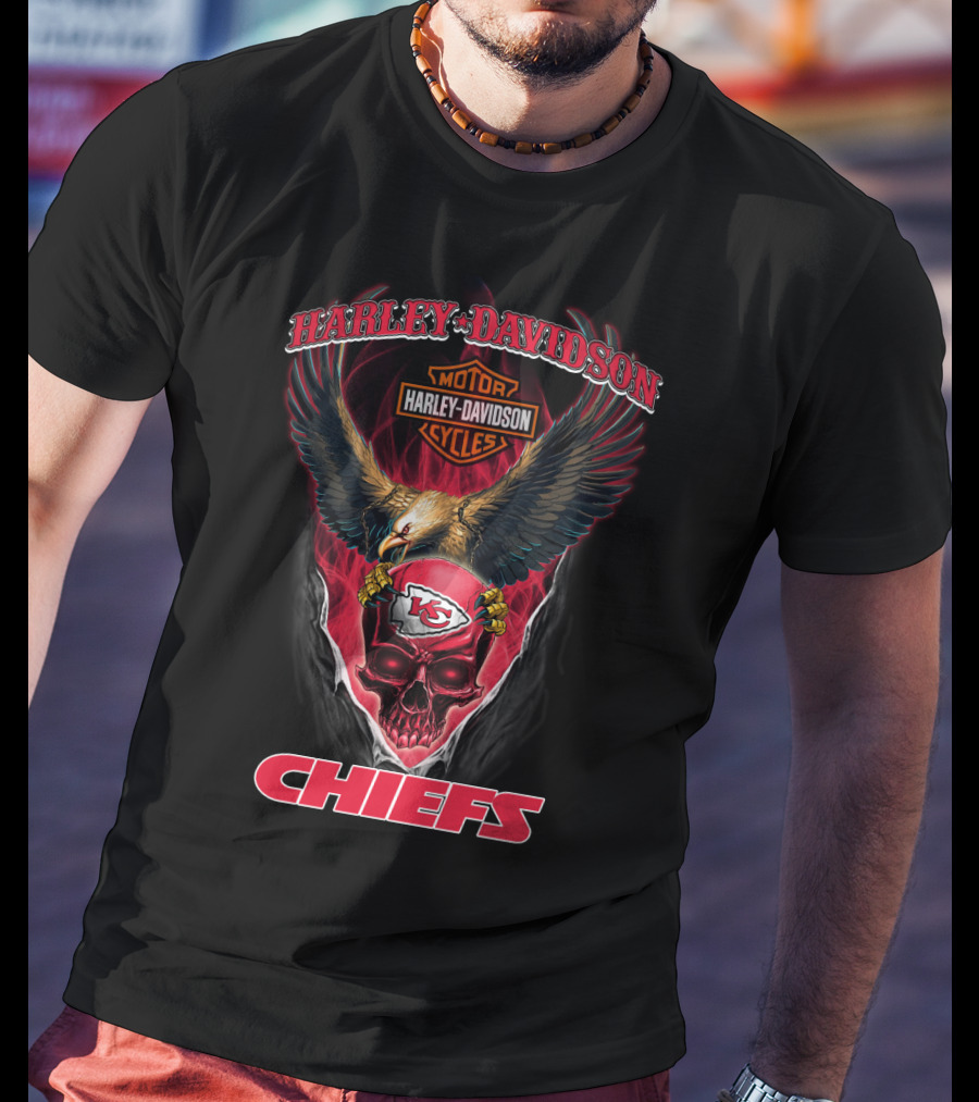Harley Davidson Motorcycles Kansas City Chiefs Eagle T-Shirt