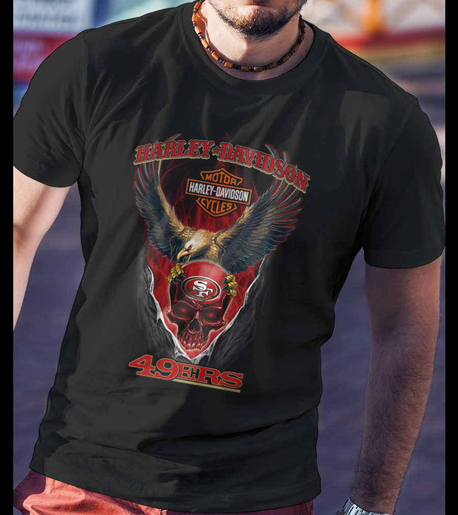 Harley Davidson Eagle San Francisco 49ers Helmet T-Shirt