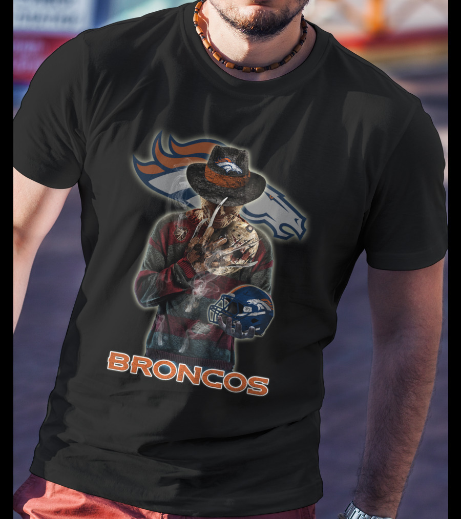 M2 Jason Voorhees Denver Broncos Freddy Krueger Crossover T-Shirt
