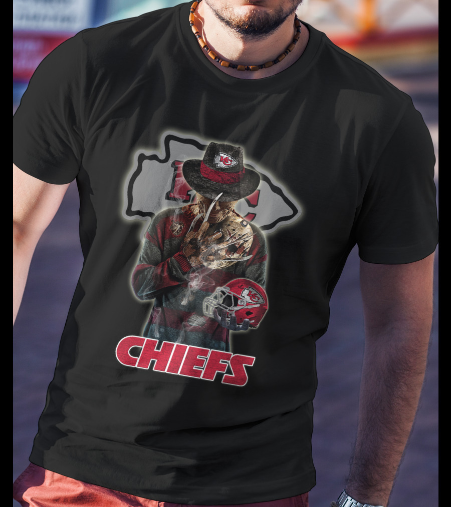 M2 Jason Voorhees Kansas City Chiefs Freddy Krueger Crossover Chiefs T-Shirt
