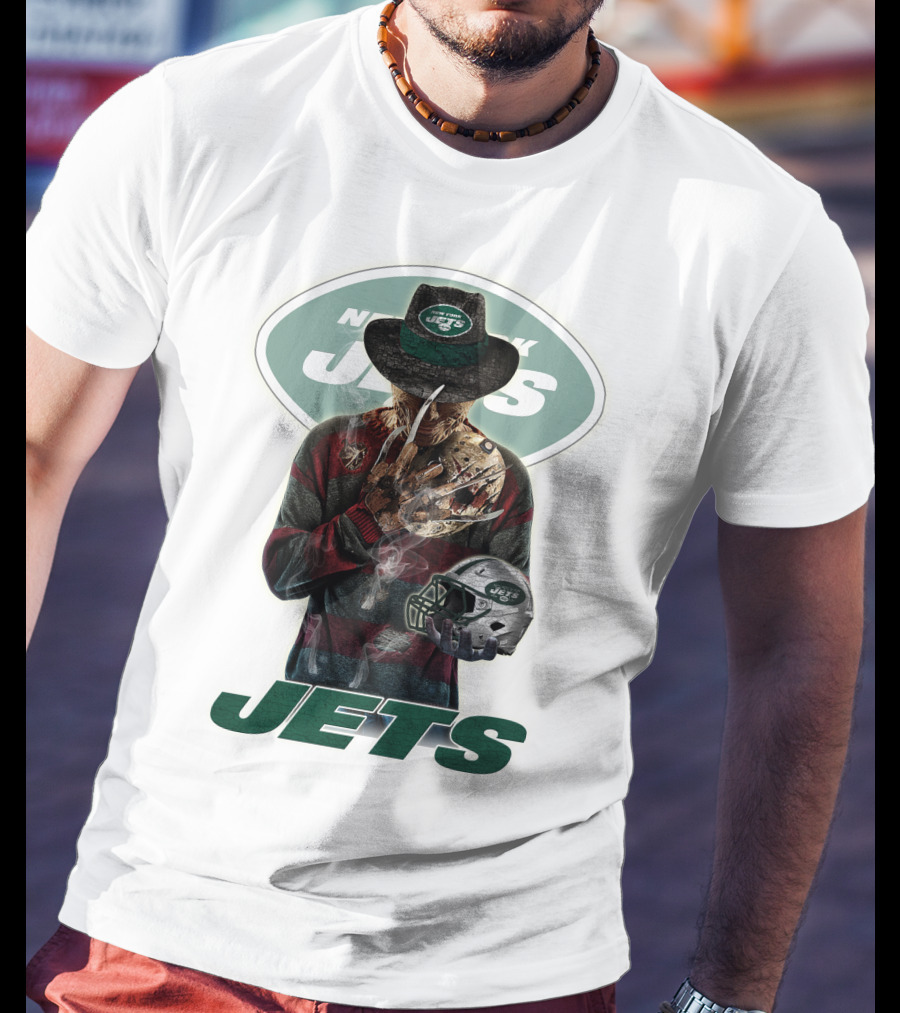 Jason Voorhees New York Jets Freddy Krueger Crossover NFL Football Fan T-Shirt