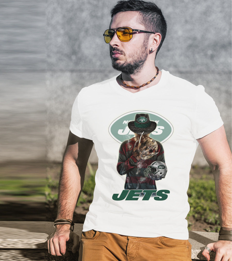 Jason Voorhees New York Jets Freddy Krueger Crossover NFL Football Fan T-Shirt