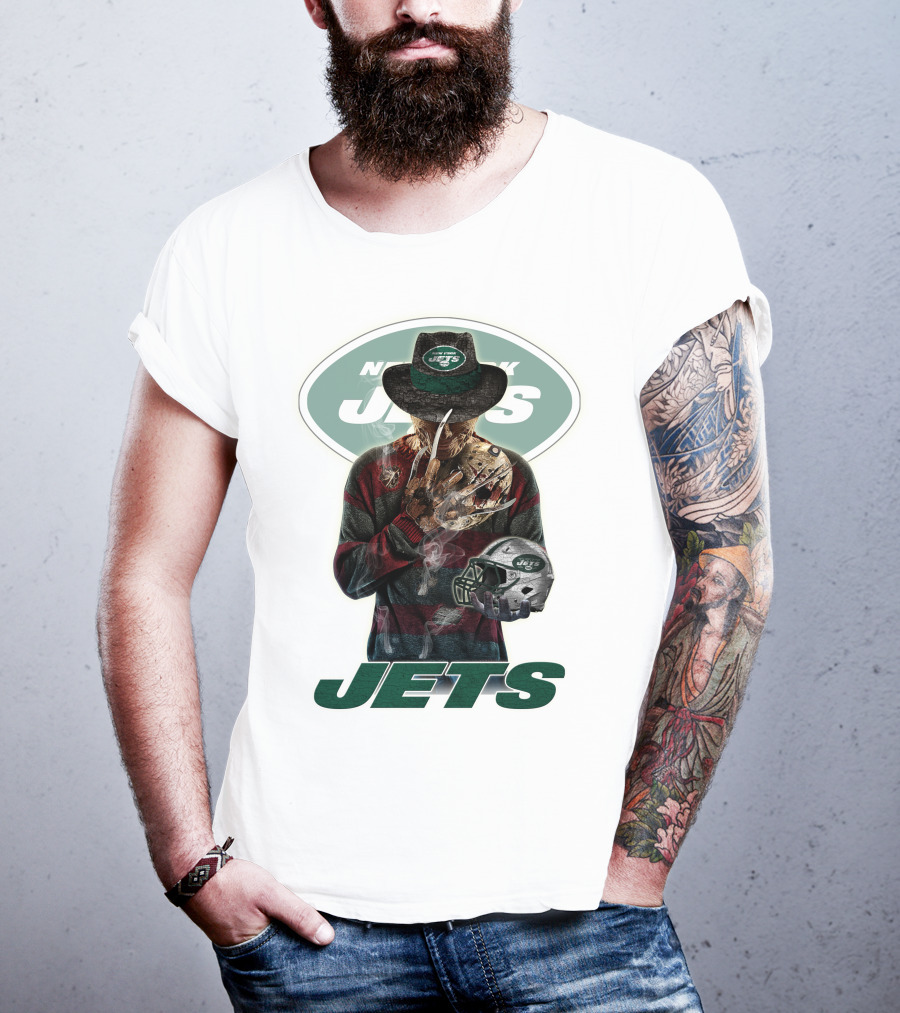 Jason Voorhees New York Jets Freddy Krueger Crossover NFL Football Fan T-Shirt