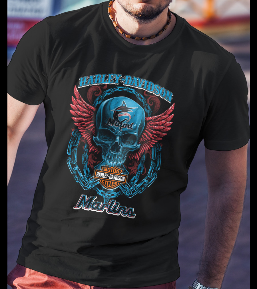 Harley Davidson Miami Marlins Motor Cycles T-Shirt