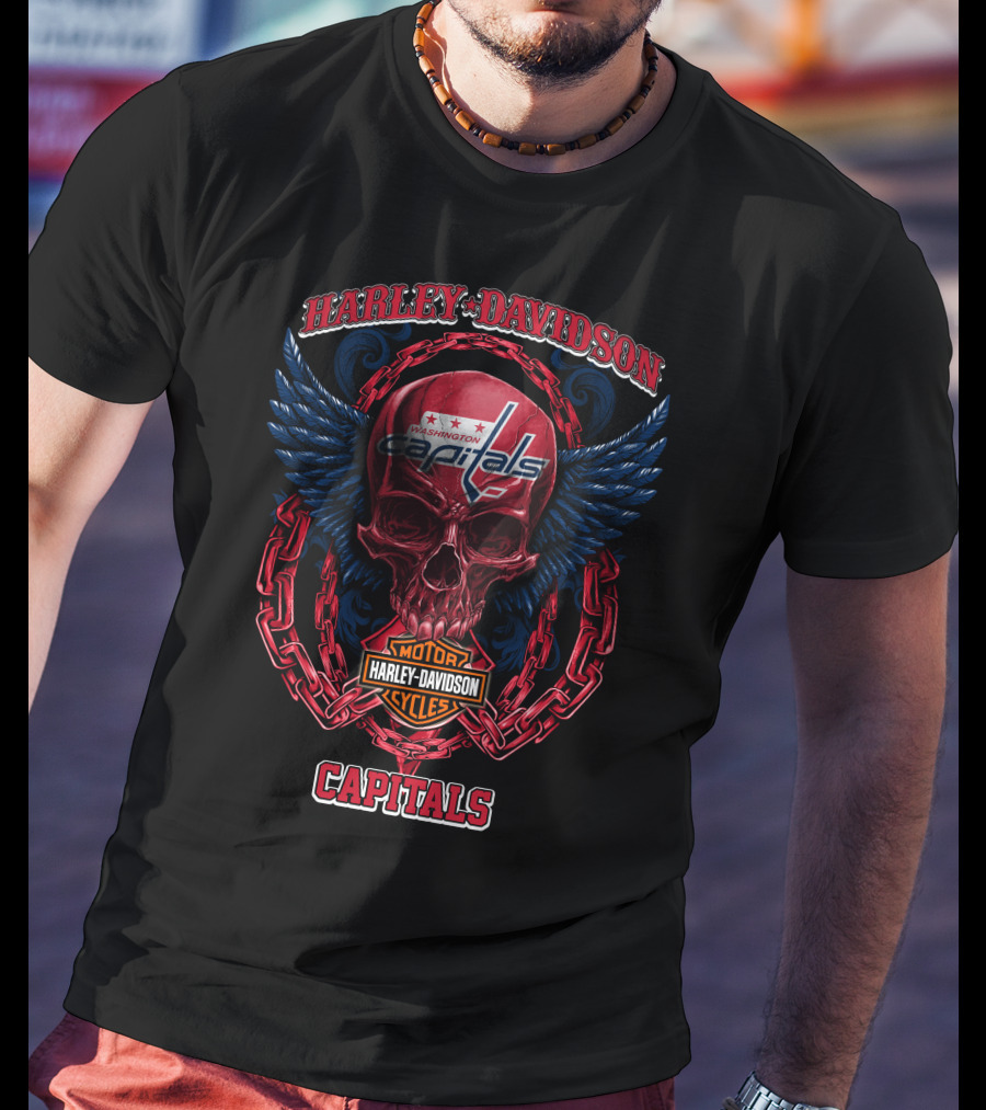 Harley Davidson Washington Capitals Nhl Motor Cycles Capitals T-Shirt