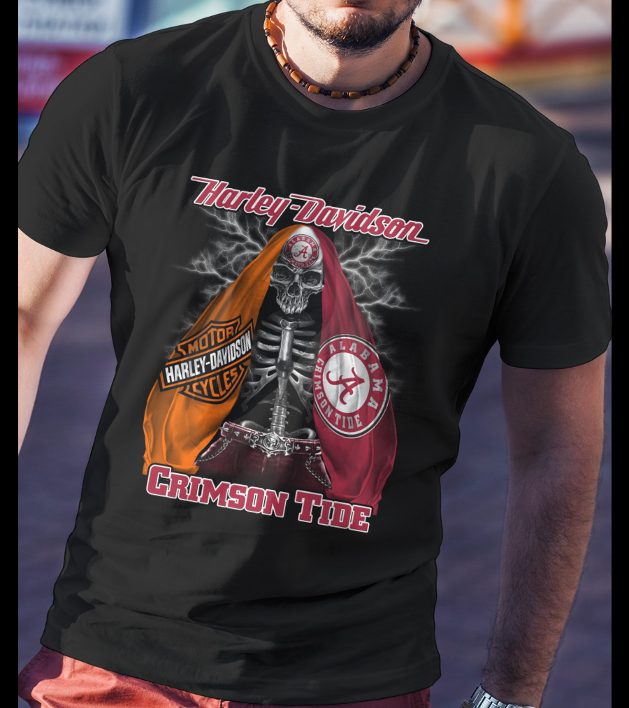 Harley Davidson Alabama Crimson Tide Skeleton M2D23 T-Shirt