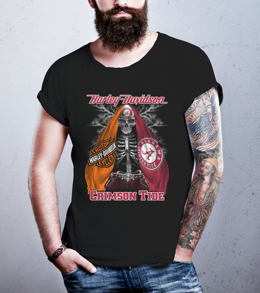 Harley Davidson Alabama Crimson Tide Skeleton M2D23 T-Shirt