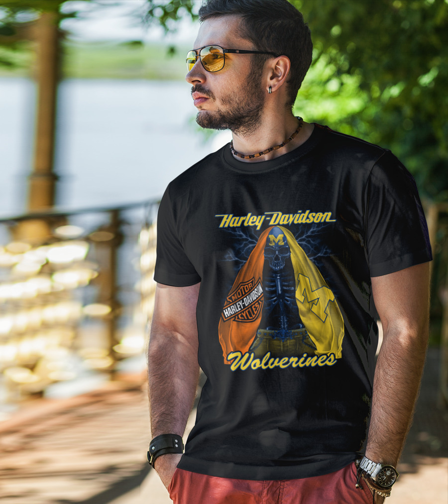 Harley Davidson Motorcycles Michigan Wolverines M2D23 T-Shirt