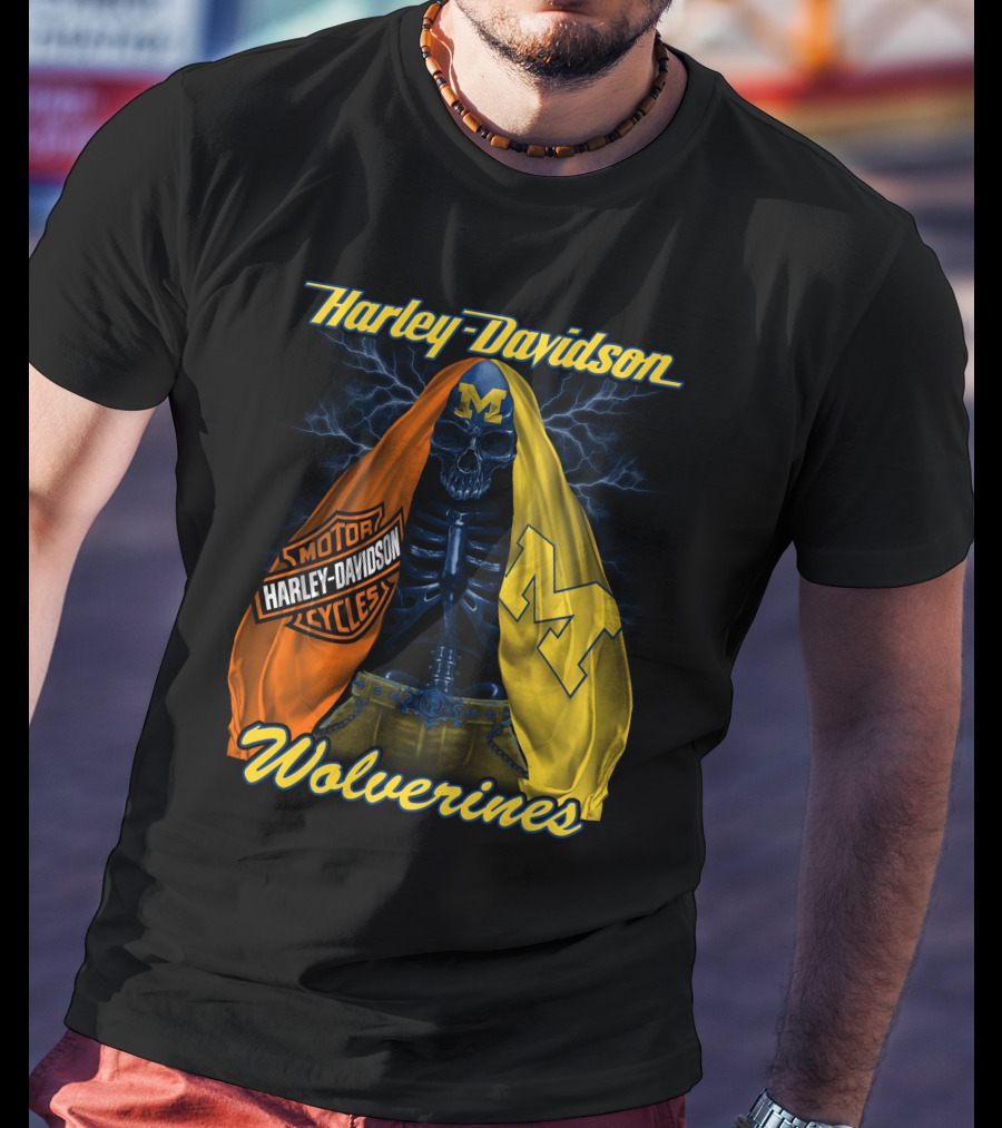 Harley Davidson Motorcycles Michigan Wolverines M2D23 T-Shirt