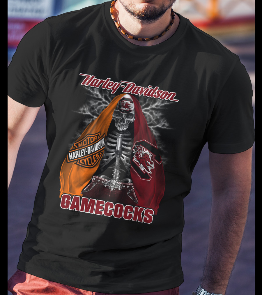 Harley Davidson South Carolina Gamecocks Skeleton Logo M2D23 T-Shirt