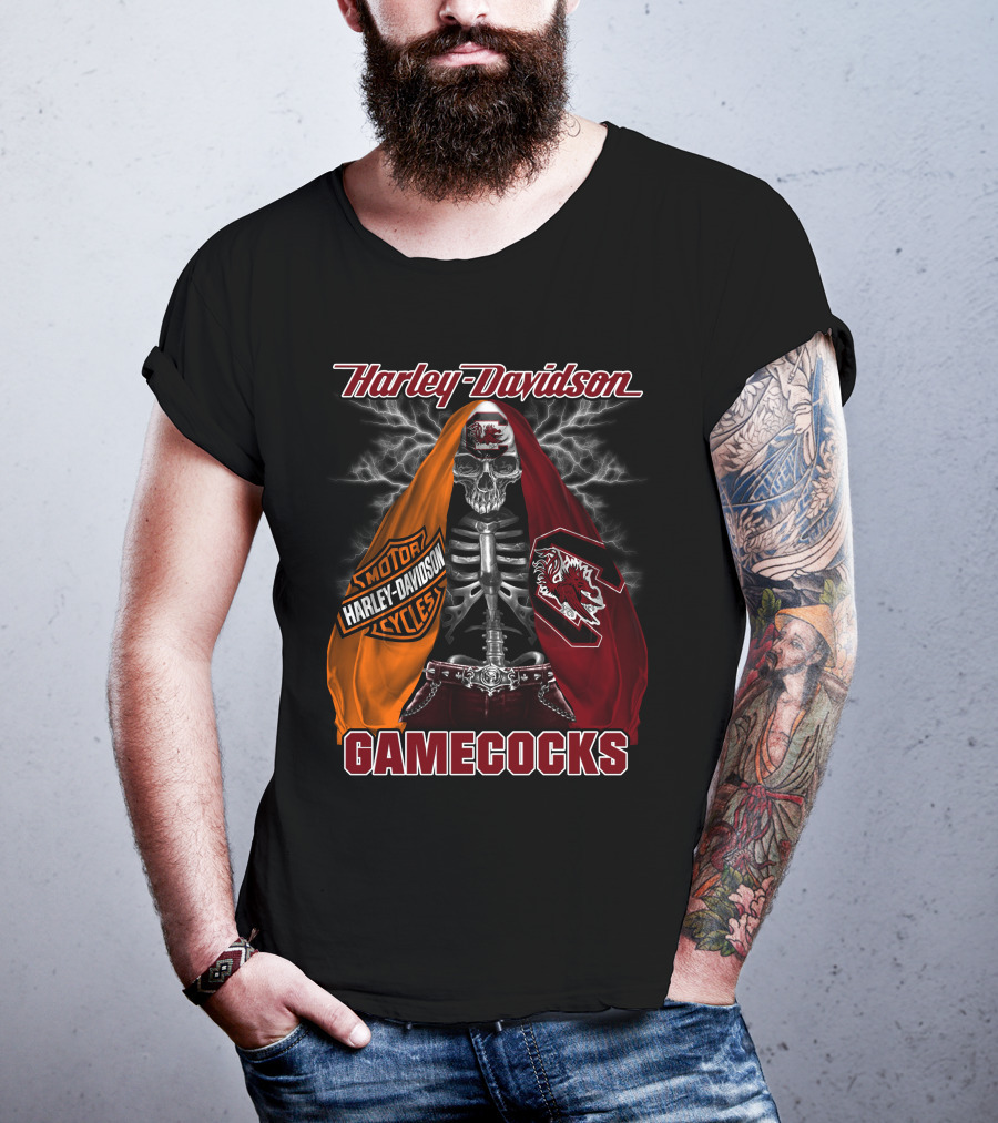 Harley Davidson South Carolina Gamecocks Skeleton Logo M2D23 T-Shirt