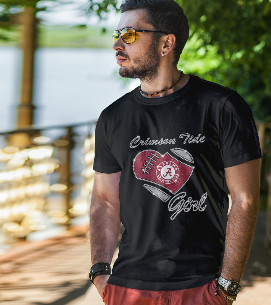Crimson Tide Girl Alabama Crimson Tide Football Heart T-Shirt
