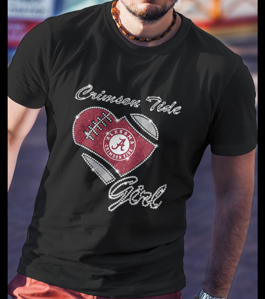 Crimson Tide Girl Alabama Crimson Tide Football Heart T-Shirt