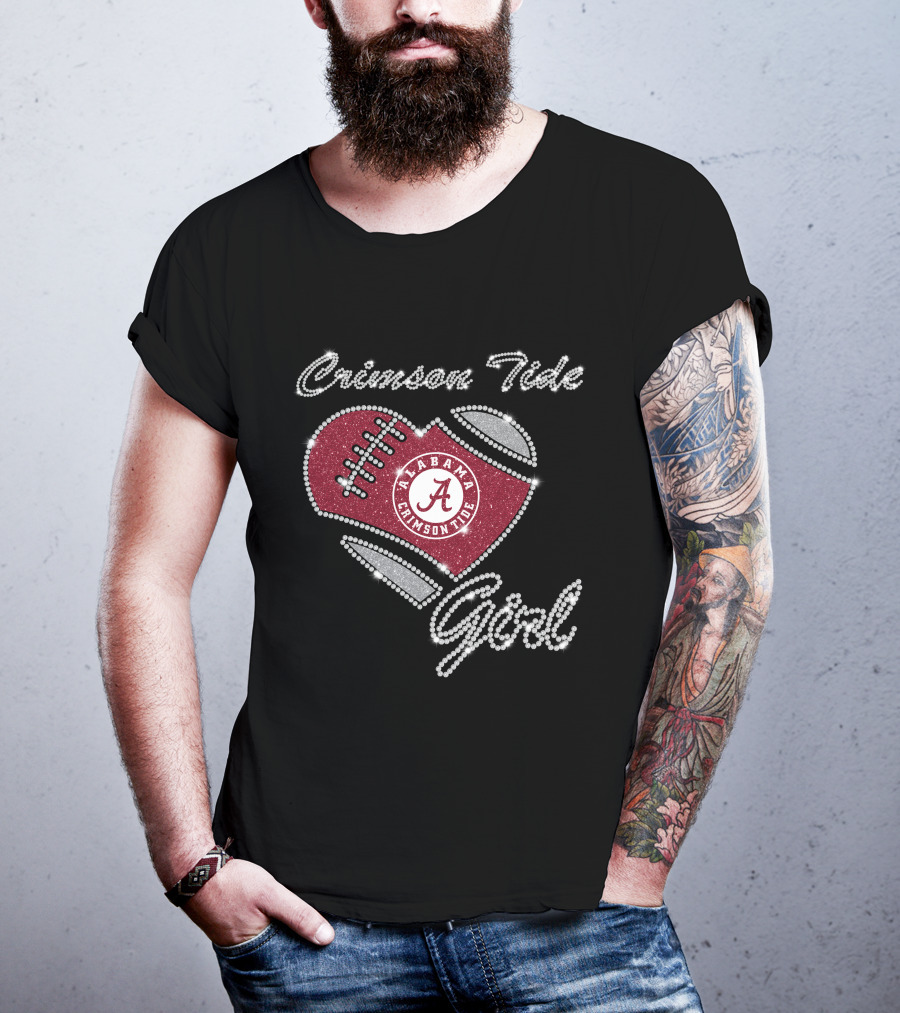 Crimson Tide Girl Alabama Crimson Tide Football Heart T-Shirt
