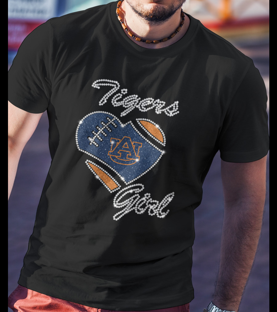 Auburn Tigers Girl Heart Football T-Shirt