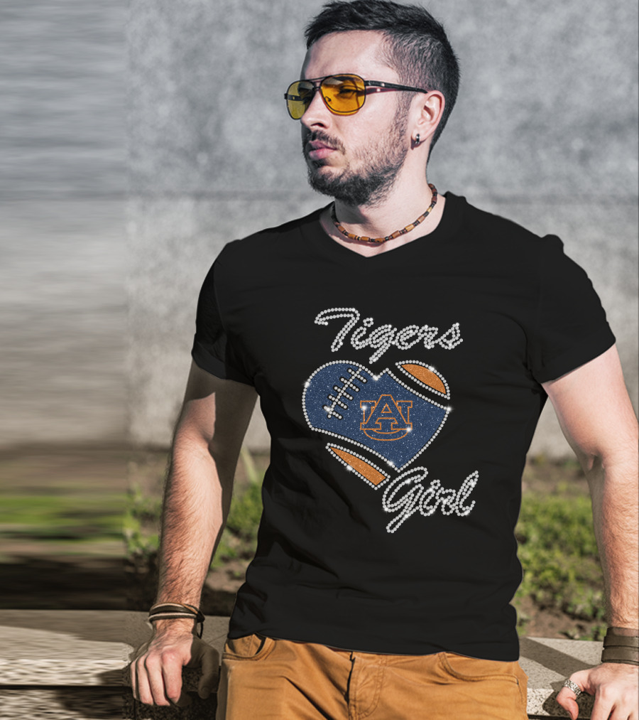Auburn Tigers Girl Heart Football T-Shirt